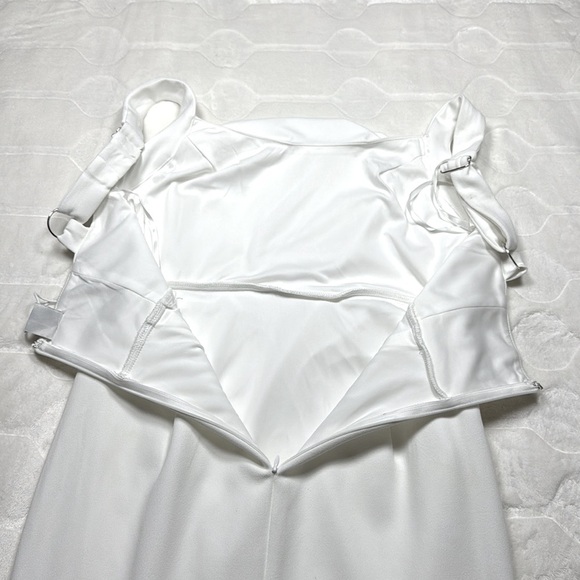 Bella Vista Womens White Cowl Neck Bodycon Mini Dress Thick Straps Size L - Picture 8 of 10